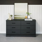 Commode rustique de ferme Rustic Ridge, commode de chambre en bois avec 6 tiroirs de rangement