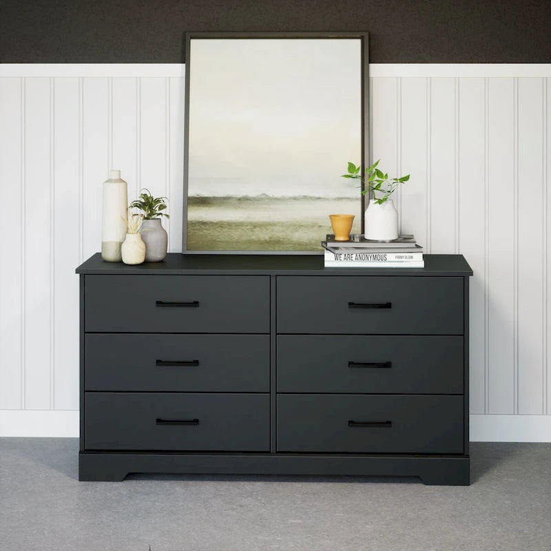 Commode rustique de ferme Rustic Ridge, commode de chambre en bois avec 6 tiroirs de rangement
