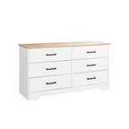 Commode rustique de ferme Rustic Ridge, commode de chambre en bois avec 6 tiroirs de rangement