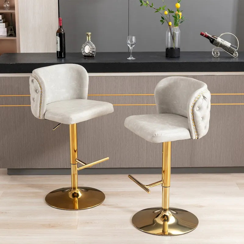 Tabourets de bar rembourrés modernes avec dossier capitonné complet, pivotants, hauteur d'assise réglable