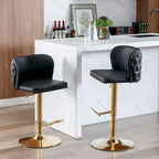 Tabourets de bar rembourrés modernes avec dossier capitonné complet, pivotants, hauteur d'assise réglable