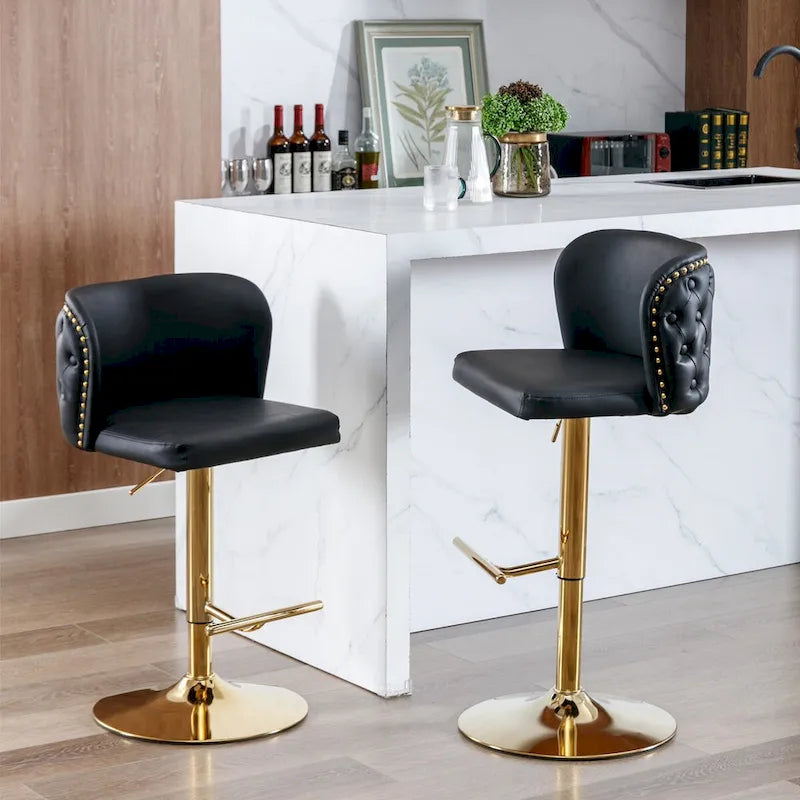 Tabourets de bar rembourrés modernes avec dossier capitonné complet, pivotants, hauteur d'assise réglable