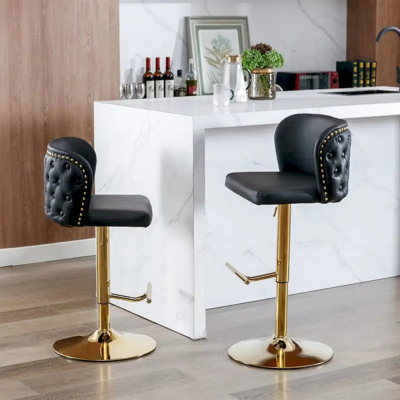 Tabourets de bar rembourrés modernes avec dossier capitonné complet, pivotants, hauteur d'assise réglable