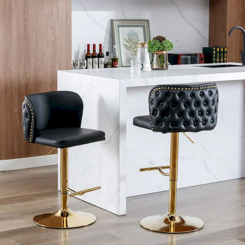 Tabourets de bar rembourrés modernes avec dossier capitonné complet, pivotants, hauteur d'assise réglable