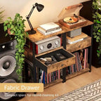 Meuble pour tourne-disque avec rangement pour vinyles – 15,7x11,8x27,6