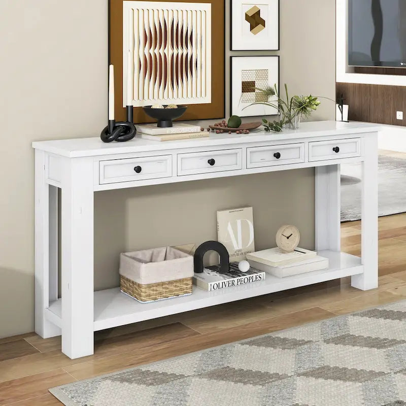 Console / Table d'appoint avec tiroirs de rangement et étagère inférieure pour entrée/couloir