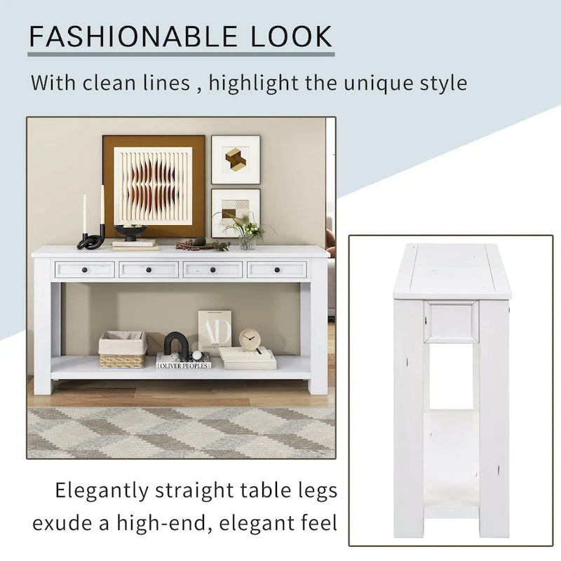 Console / Table d'appoint avec tiroirs de rangement et étagère inférieure pour entrée/couloir