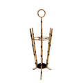 Antique Gold Iron Bamboo Umbrella Stand Angled - 12.5x12.5x35